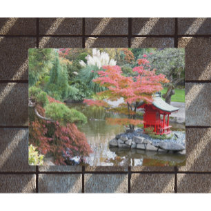 Colourful Japanese Garden Scene Photo Doormat