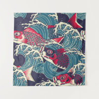 Colourful japanese Koi/carp fish in the wave seaml