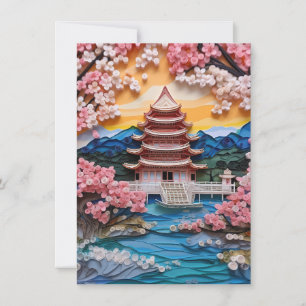 Colourful Japanese Landscape Background Card
