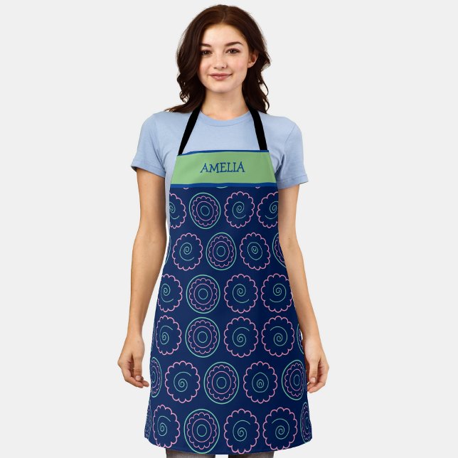 Colourful Japanese Sushi Geometric Pattern Name Apron (Creator Uploaded)