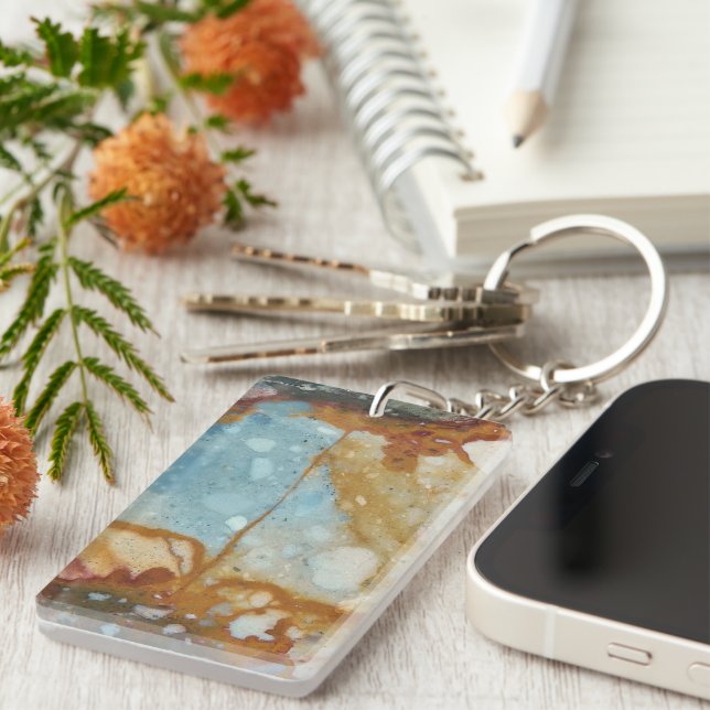 Colourful Jasper Stone Pattern Key Ring (Front Right)