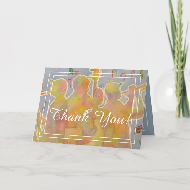 Colourful Jazz Band Thank You Card (Front)