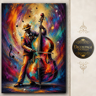 Colourful Jazz Bass Player Decoupage Tissue Paper