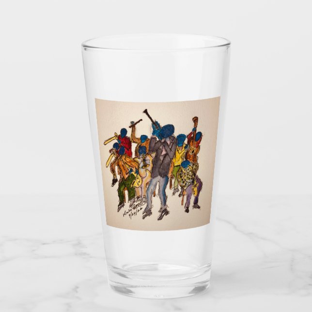 Colourful Jazz Musicians Joyful Jam Glass (Front)