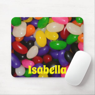 Colourful Jelly Bean Design with Custom Name Mouse Pad