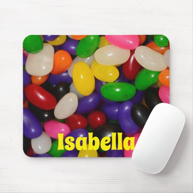Colourful Jelly Bean Design with Custom Name Mouse Pad (With Mouse)