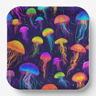 Colourful jelly fish  paper plate