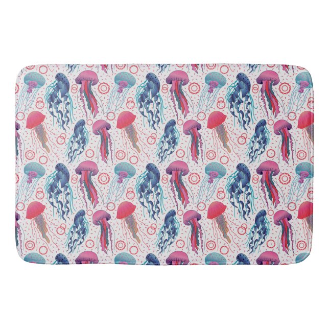 Colourful Jelly fishes Bath Mat (Front)