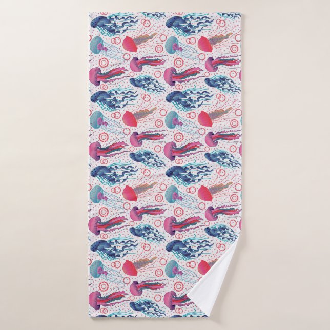 Colourful Jelly fishes Bath Towel (Bath Towel)