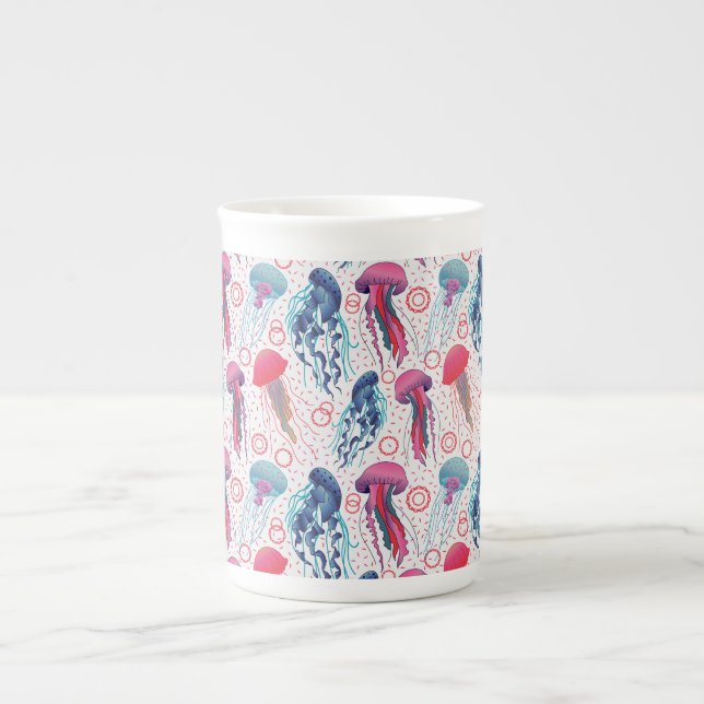 Colourful Jelly fishes Bone China Mug (Front)