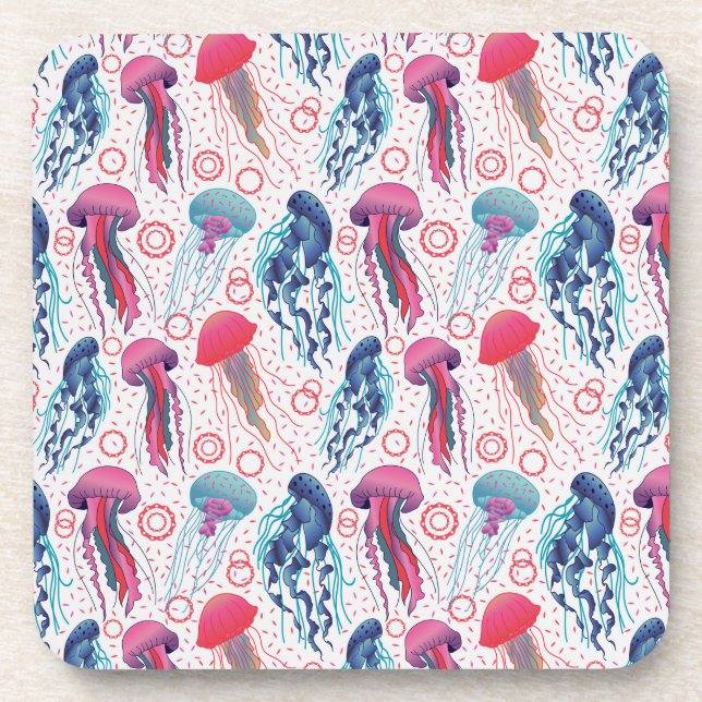 Colourful Jelly fishes Coaster (Front)