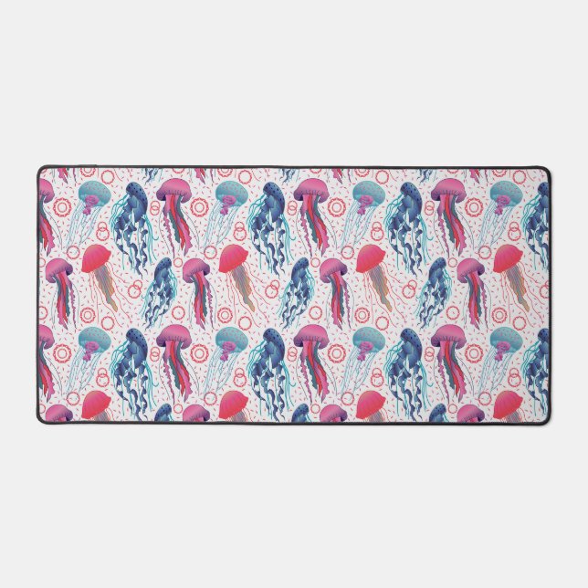 Colourful Jelly fishes Desk Mat (Front)