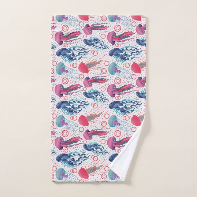 Colourful Jelly fishes Hand Towel (Hand Towel)