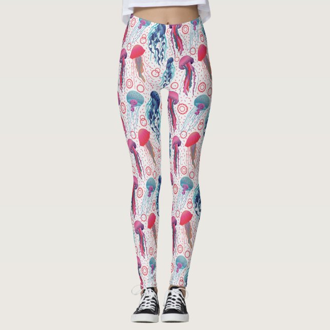 Colourful Jelly fishes Leggings (Front)