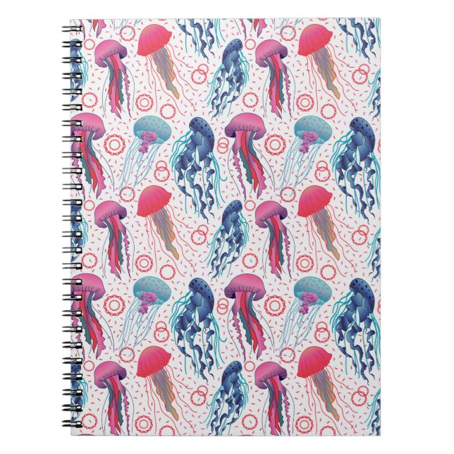 Colourful Jelly fishes Notebook (Front)