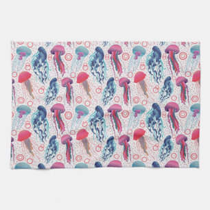 Colourful Jelly fishes Tea Towel