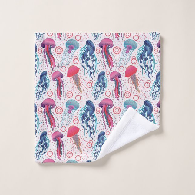 Colourful Jelly fishes Wash Cloth (Wash Cloth)
