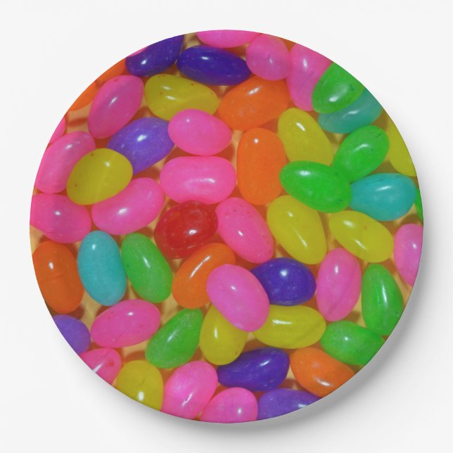 Colourful jellybean candy paper plate (Front)