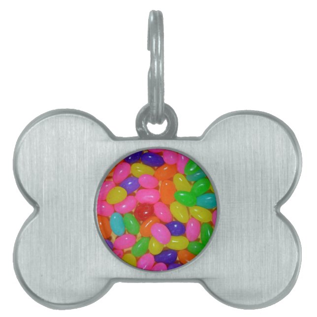Colourful jellybean candy pet name tag (Front)