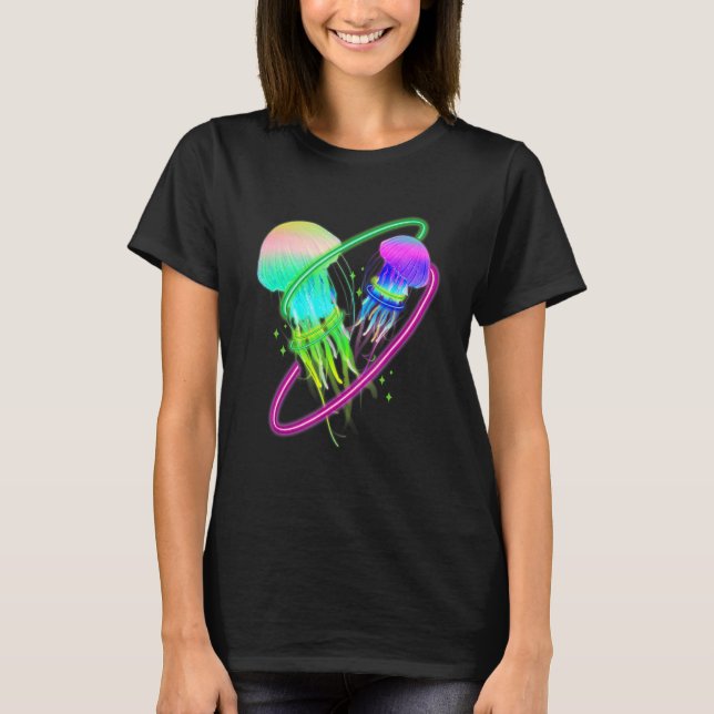 Colourful jellyfish for biologists sea creatures T-Shirt (Front)