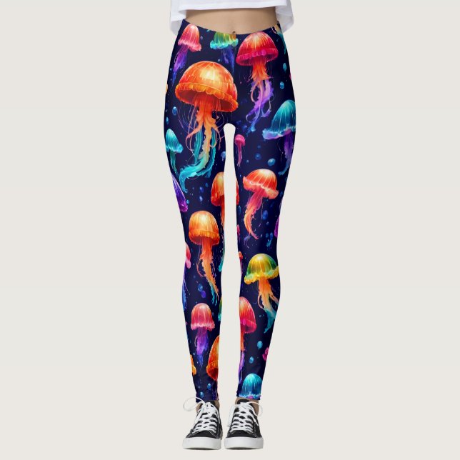 Colourful Jellyfish  Leggings (Front)