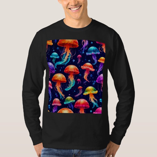 Colourful Jellyfish Long Sleeve T-Shirt (Front)
