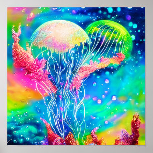 Colourful Jellyfish   Poster