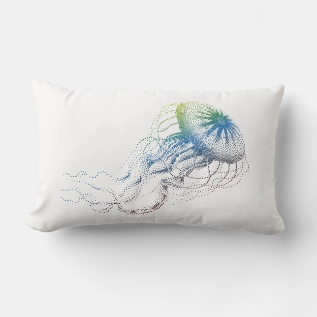 colourful jellyfish silhouette lumbar cushion (Front)