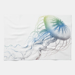 colourful jellyfish tea towel