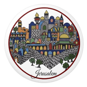 Colourful Jerusalem Ceramic Knob