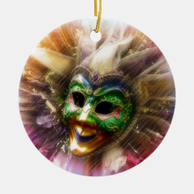 Colourful Jester Ceramic Tree Decoration (Front)