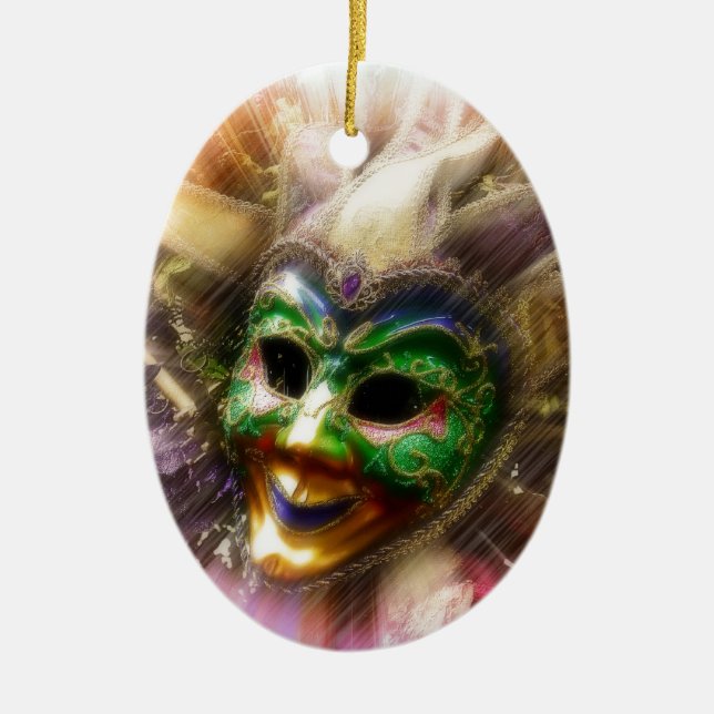 Colourful Jester Ceramic Tree Decoration (Front)