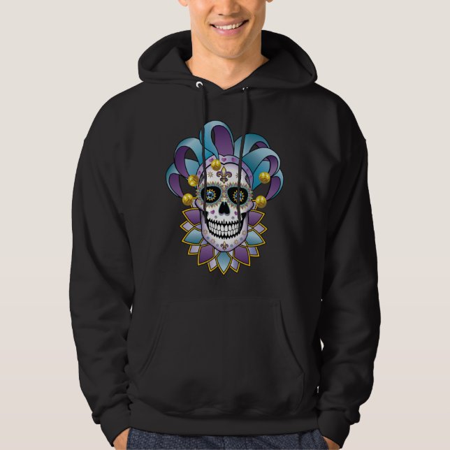 Colourful Jester Skull Hoodie (Front)