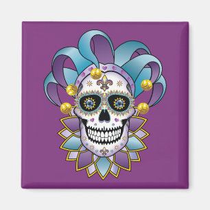 Colourful Jester Skull Magnet