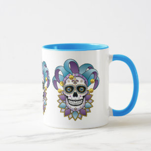 Colourful Jester Skull Mug