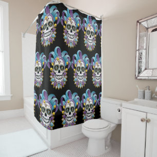 Colourful Jester Skull Shower Curtain