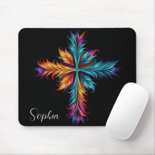 Colourful Jesus Cross Art Jesus Illustration Mouse Pad