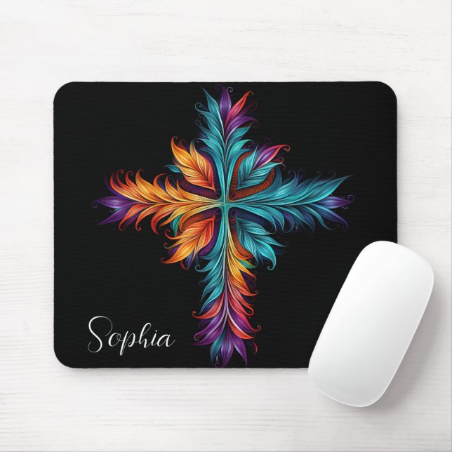 Colourful Jesus Cross Art Jesus Illustration Mouse Pad (With Mouse)