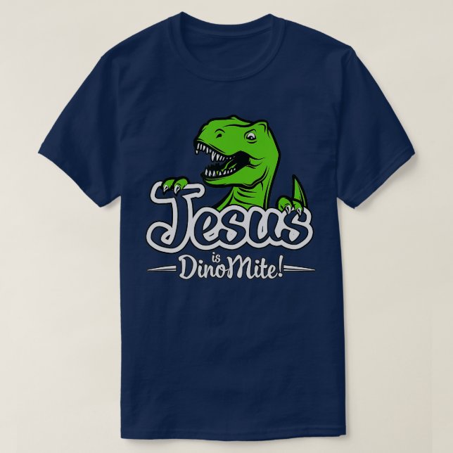 Colourful Jesus is Dino Mite Kids Youth Christian  T-Shirt (Design Front)
