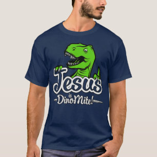 Colourful Jesus is Dino Mite Kids Youth Christian  T-Shirt