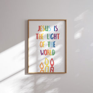 Colourful Jesus is the light of the world poster