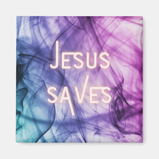 Colourful Jesus Saves Magnet