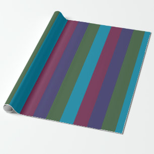 Colourful Jewel Tone Christmas Stripes Wrapping Paper