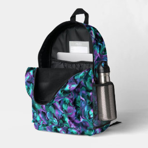 Colourful Jewel Tone Fractal Marble Abstract Art Printed Backpack