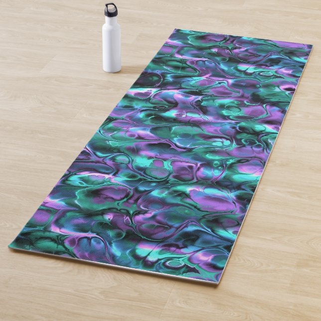 Colourful Jewel Tone Fractal Marble Abstract Art Yoga Mat (In Situ)