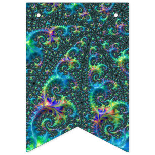 Colourful Jewel Tone Fractal Spiral Abstract Art Bunting