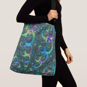 Colourful Jewel Tone Fractal Spiral Abstract Art Crossbody Bag