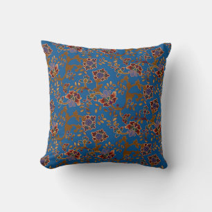 Colourful Jewel Tone Modern Floral Pattern Cushion