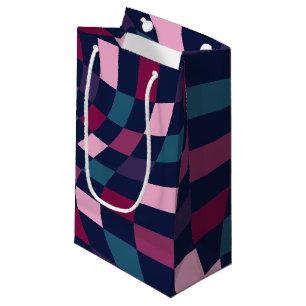 Colourful Jewel Tone Warped Chequerboard  Small Gift Bag