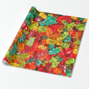 Colourful Jewel Toned Fruity Gummy Bears Candy Wrapping Paper